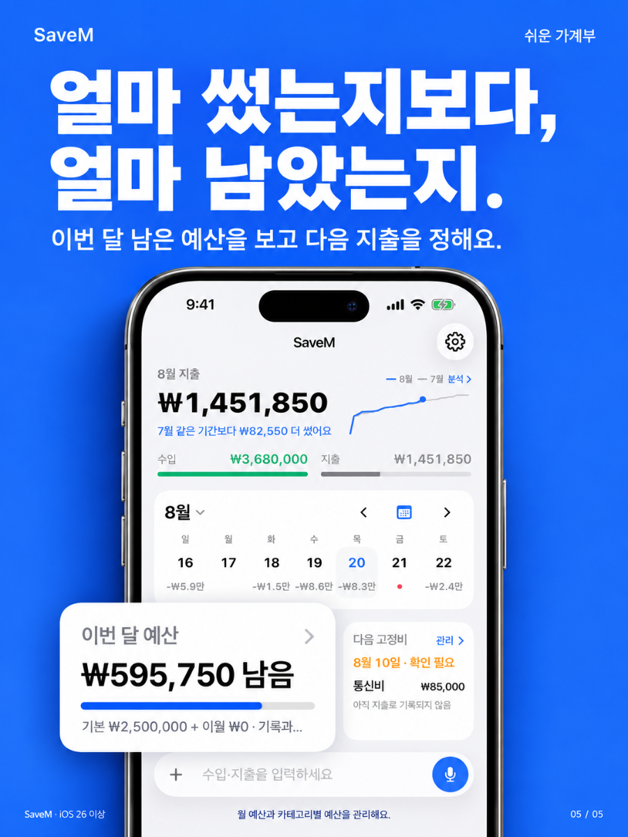 saveM -  내돈을 지키는 가계부 스크린샷 이전