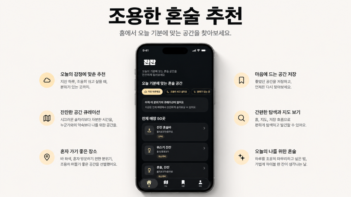 잔잔 | 혼술러를 위한 앱 (혼술맵) 스크린샷 다음