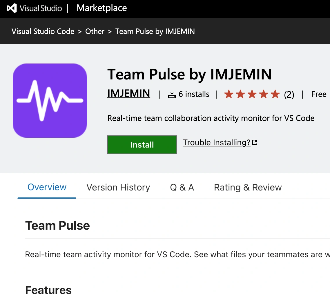 Team Pulse | 팀원 지금 뭐 해? VS Code에서 바로 확인 스크린샷 다음