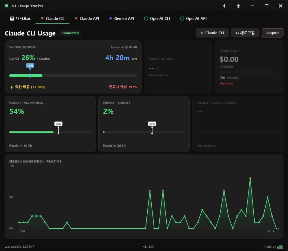 A.I Usage tracker 스크린샷 다음