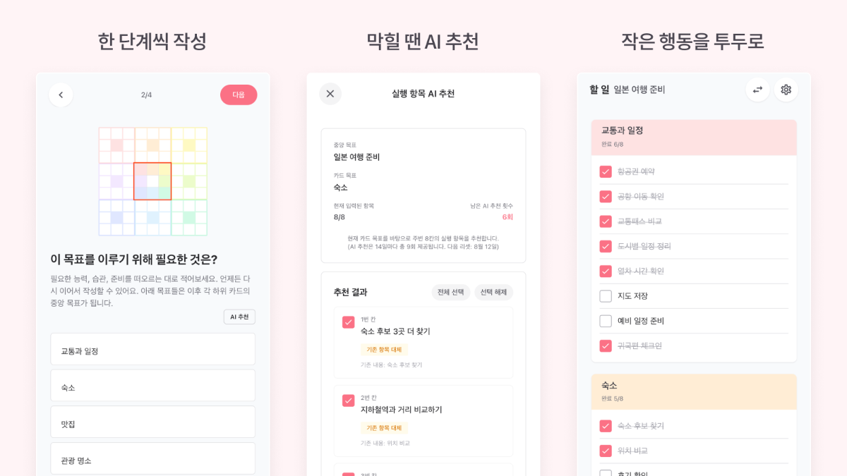 MandaPlan - 큰 목표를 작은 행동으로 스크린샷 다음